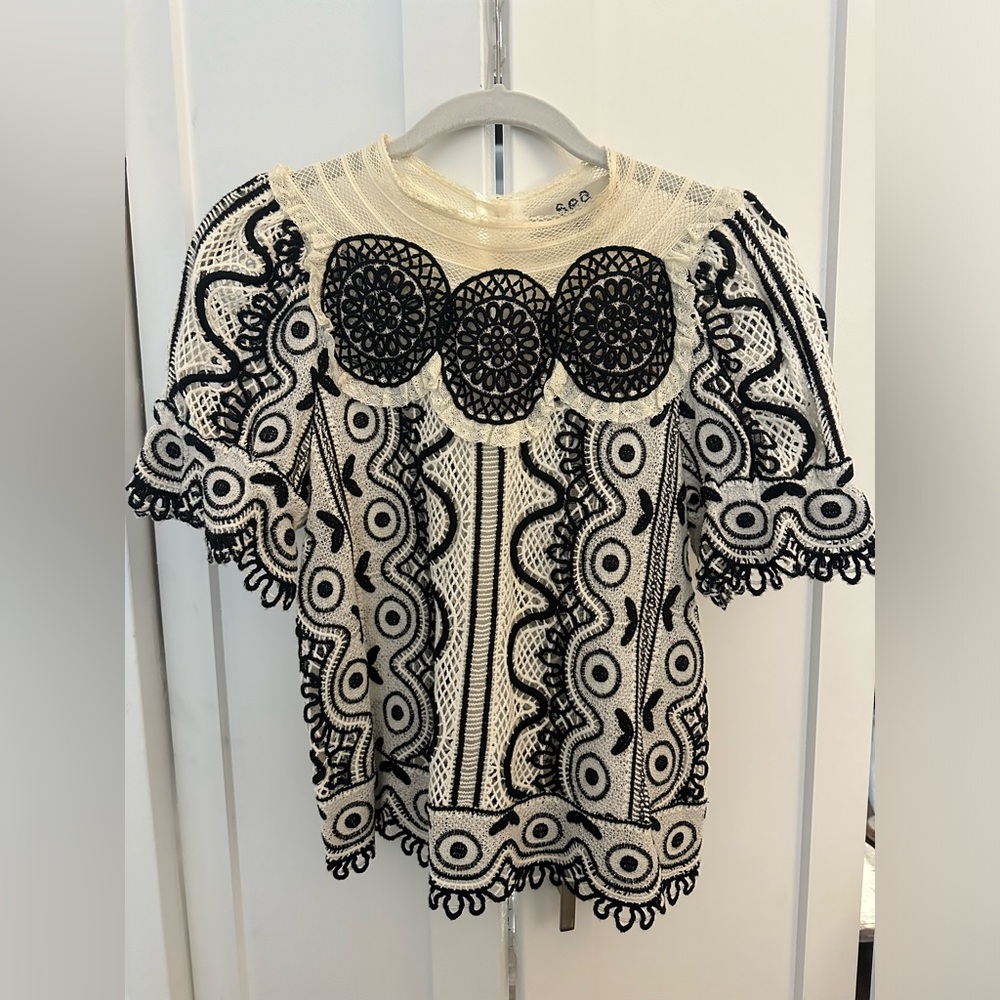Sea crochet and lace top - size 4